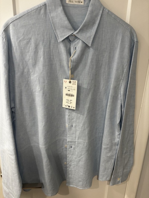 ZARA NWT Men’s Linen Cotton Long Sleeve Shirt-M