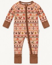 Little Sleepies Harvest Fair Isle Thanksgiving Bamboo Zippy Sleeper size 0-3M