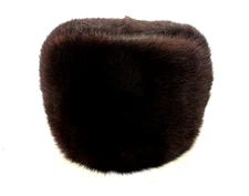 Vintage Russian Style Mink Fur Trapper Cossack Cap Hat Brown