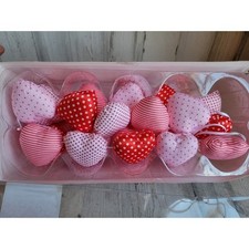Valentine garland heart plush polka dot hanging home decor red pink