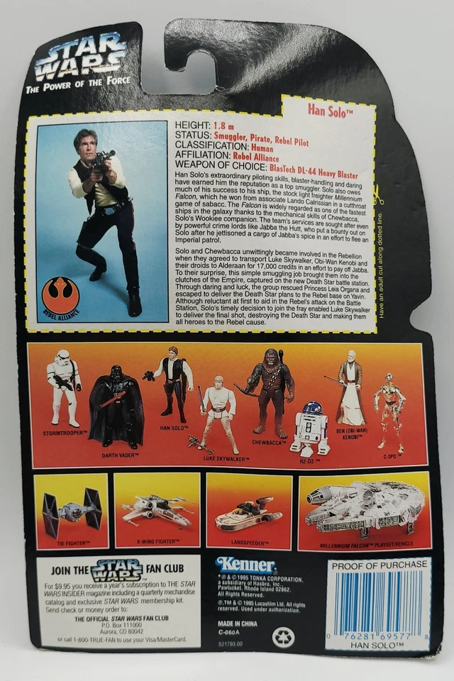 5x Star Wars Poder de la Fuerza Kenner 95’ Figuras Han Boba Luke Masticable Corbata Piloto Foto 3 de 4