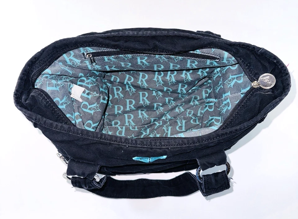Vintage Women's Roxy Shoulder Bag Tote Black Canvas with Lots of Storage - EUC - Image 4 of 4