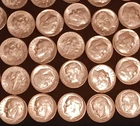 Unsearched Gem BU Original Roll of 50 coins 90 % Silver Roosevelt Dimes-