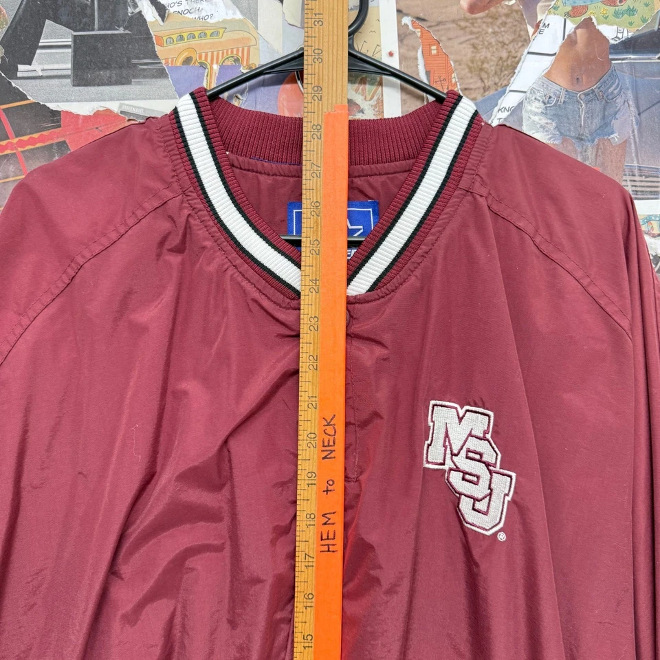 Starter Pullover Jacket Maroon MSJ Spellout Logo Athletic Windbreaker Mens XL - Image 4 of 4