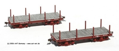 Spectrum 0n30 26511 - 18´ Wood Flatcar Set (2), painted & data only; NEW & OVP