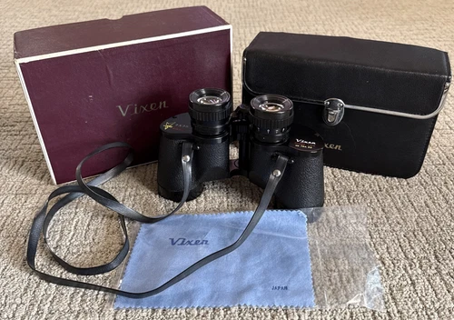 Vixen Binoculars 7x35 Field 11 Wide Angle Coated Lens Case Box Japan Vtg