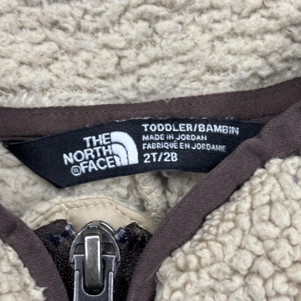 Chaleco The North Face Niño Pequeño 2T Beige Marrón Sherpa Vellón Cremallera Bolsillos Parche Logo Foto 4 de 4