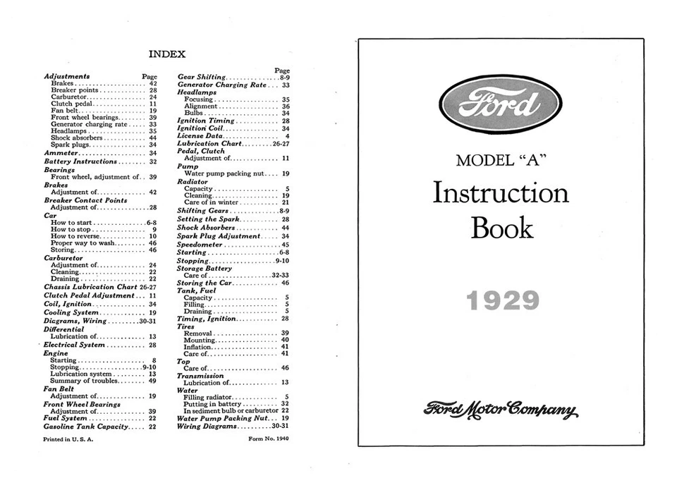 Ford Modelo A 1929 Manual de instrucciones Guía del propietario Libro de instrucciones Foto 2 de 4