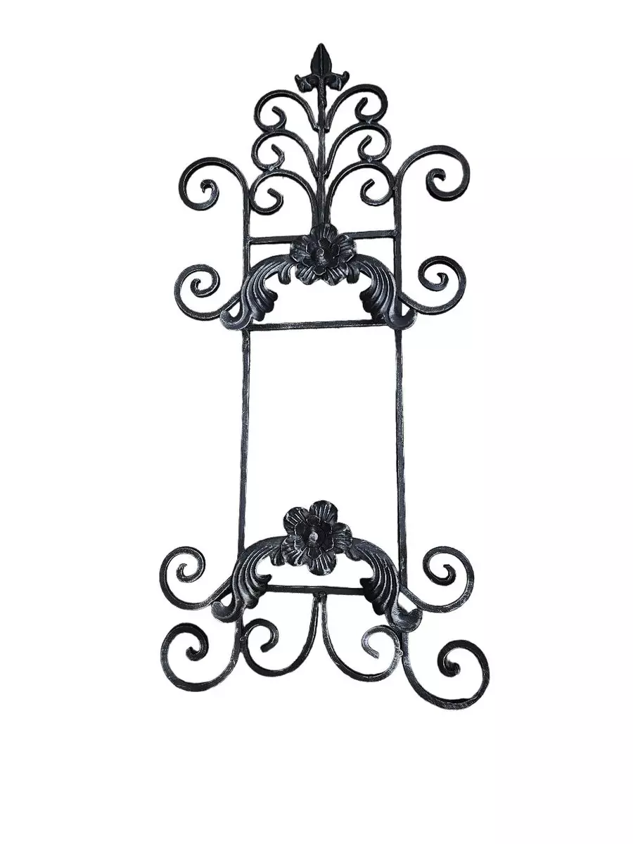Double Plate Holder Wrought Iron Floral NEW
