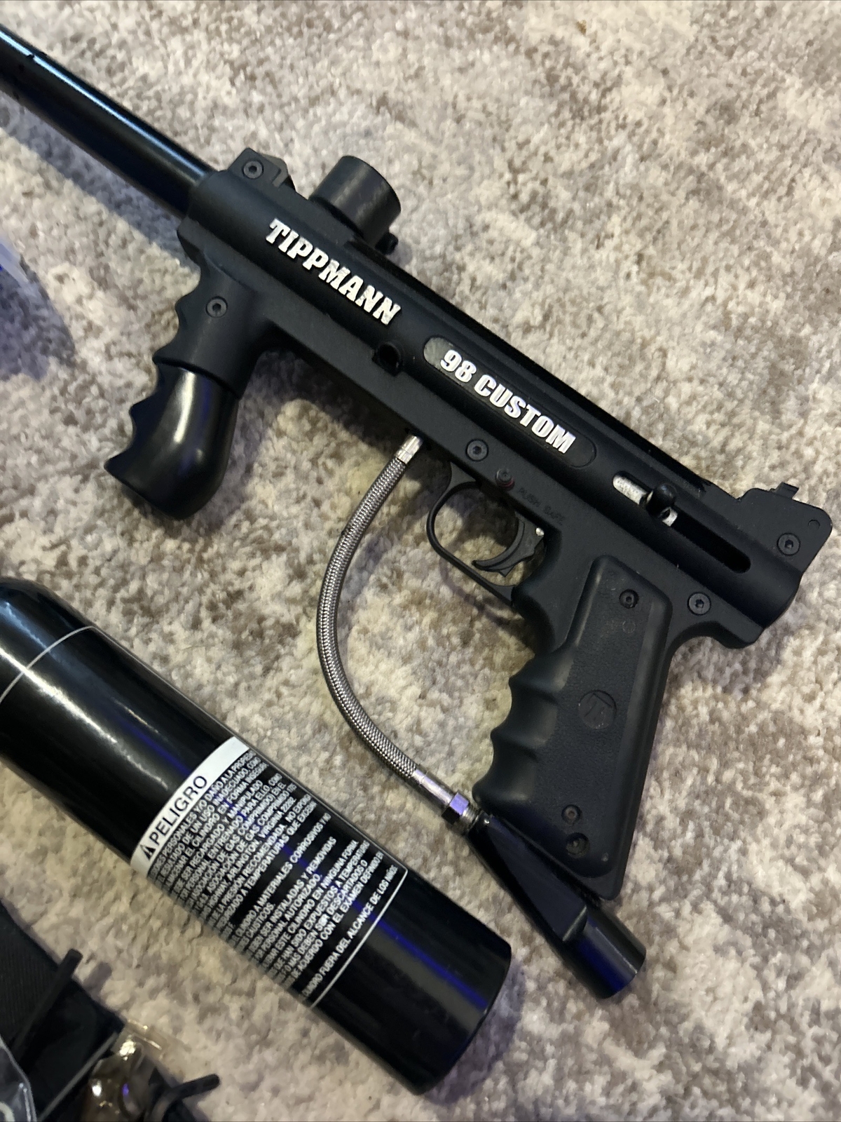 Tippmann Model 98 Paintball Gun With Hopper & Facemask & Squadbuster