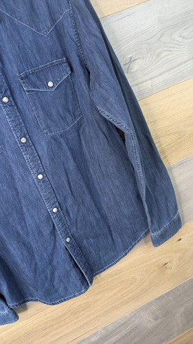 Edwin Memphis Denim Shirt Mens Size Medium Western Cowboy Blue Long Sleeve Snaps - Picture 4 of 19