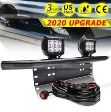 23'' Bull Bar Front Bumper License Plate Mount Bracket +4inch LED Lights +Wiring