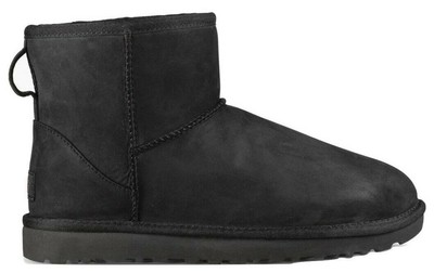 ORIGINALI UGG CLASSIC MINI LEATHER PELLE NABUK NERO IMPERMEABILE MONTONE  ROVES | eBay