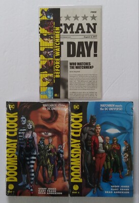 Doomsday Clock #1 (Variant Set) + Sealed Hardcovers #1 & 2 + Poster & Bookmark