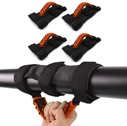 Heavy Duty Nylon Handles 2-Pack Roll Bar Grab Handles For Jeep Wrangler (CJ, YJ, TJ, JK, JL) - Orange &amp; Black Anti-Roll &amp; Sway Bars For Jeep Patriot