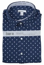 Bar III Floral Print Stretch Slim Fit Knit Long Sleeve Button Down Shirt NWT