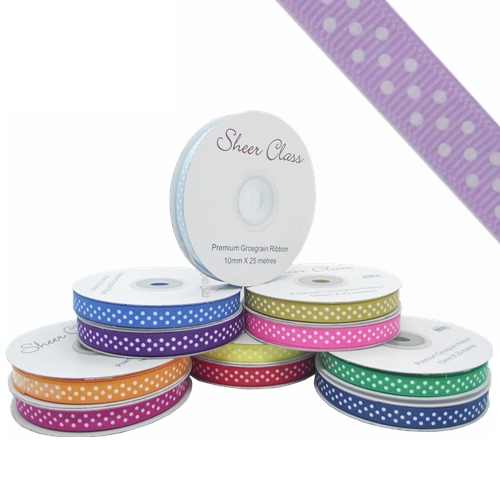 Polka Dot Ribbon 10mm X 25m GROSGRAIN RIBBON, Dotty, Spotty, Full Rolls - Bild 13 von 14