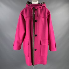 Marni Size Xs Pink Brown Wool Blend Leather Trim Oversized Coat