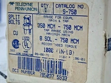 NEW Teledyne Penn Union S-750 Split Bolt 350-750 MCM