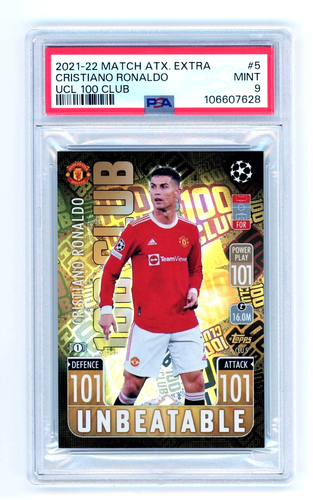 Cristiano Ronaldo 2021-22 Match Attax Extra #5 PSA 9 Mint UCL 100 Club