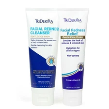 TriDerma Facial Redness Combo, Gentle Face Wash and Cream, All Skin Types