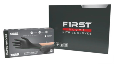 First Glove Black Disposable Nitrile Gloves 3 Mil Latex & Powder Free