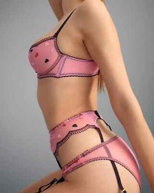 AGENT PROVOCATEUR SOLD OUT CONNY BRA 32C AP 2 SMALL SUSPENDER & BRIEF UK 8 BNWT