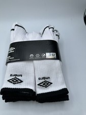 Umbro Boys Crew Socks 6 Pair Shoe Multi Size White Ultra Soft
