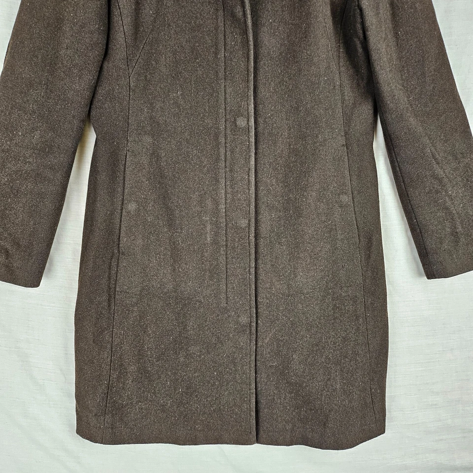 Abrigo de mujer Calvin Klein Jeans marrón mezcla de lana cremallera, XL Foto 4 de 4