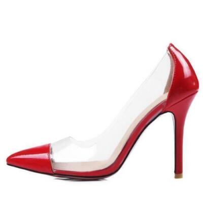 Fashion Womens Clear Stiletto Heel Pointed Toe Shoes Casual Work Party Pumps SZ