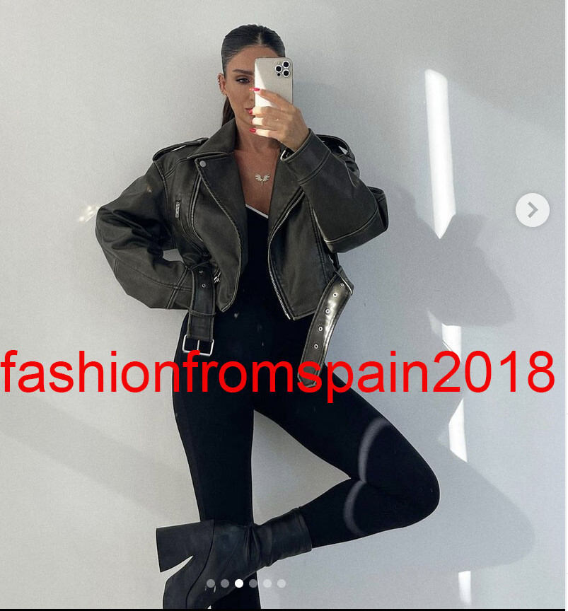 ZARA NEW WOMAN BELTED BIKER FAUX LEATHER JACKET CHARCOAL XS ZARA NEW WOMAN BELTED BIKER FAUX LEATHER JACKET CHARCOAL XS