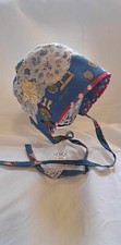 Baby Bonnet-Made with Calico and fun prints trimmed with Vintage trims.