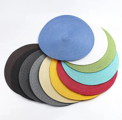 Woven Table Place Mats Large Round Place mat Dining Tableware Washable Dinner UK - Picture 3 of 30