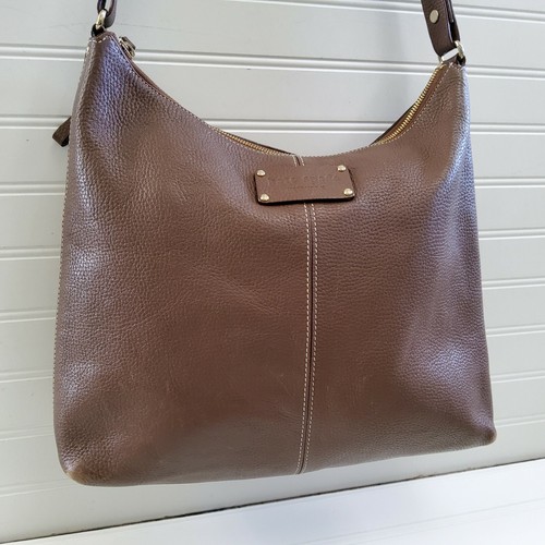 Kate Spade New York Pebbled Leather Hobo Shoulder Handbag Purse Brown - Picture 3 of 12