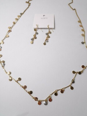 Ann Taylor LOFT Women's Station Circle Crystal Necklace Earrings NWT 39 29