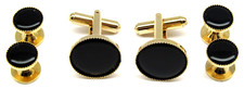 Gold Black Bullet Back Cufflinks Shirt Button Stud Set Men's Tuxedo Formal Wear