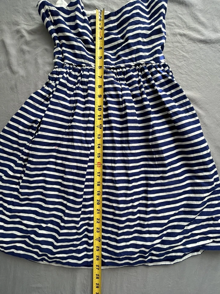 J Crew девочек спагетти ремень платье размер 0 - 100% хлопок - синий полоски белый - Изображение 2 из 4