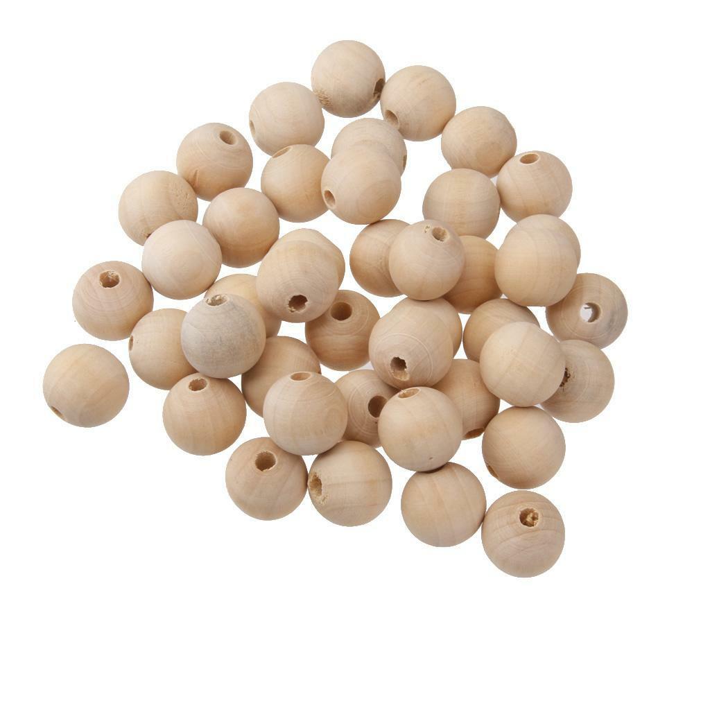 1010pcs Natural Wood Round Beads - 7 Size Mixed Polished Wood Craft Beads