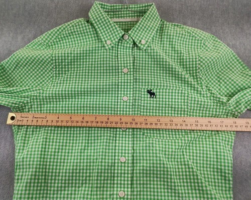 Abercrombie & Fitch Shirt Girls Youth Juniors Sm Green Gingham Check Long Sleeve - Picture 19 of 22
