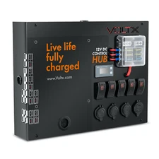 VoltX 12V Caravan Control Box with LED Voltmeter USB Quick Charge Camping Kit