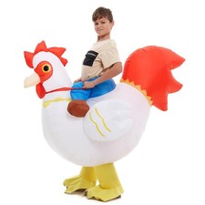Inflatable Chicken Costume Kids Boys Girls, Blow Up Ride On Rooster Cosplay T...