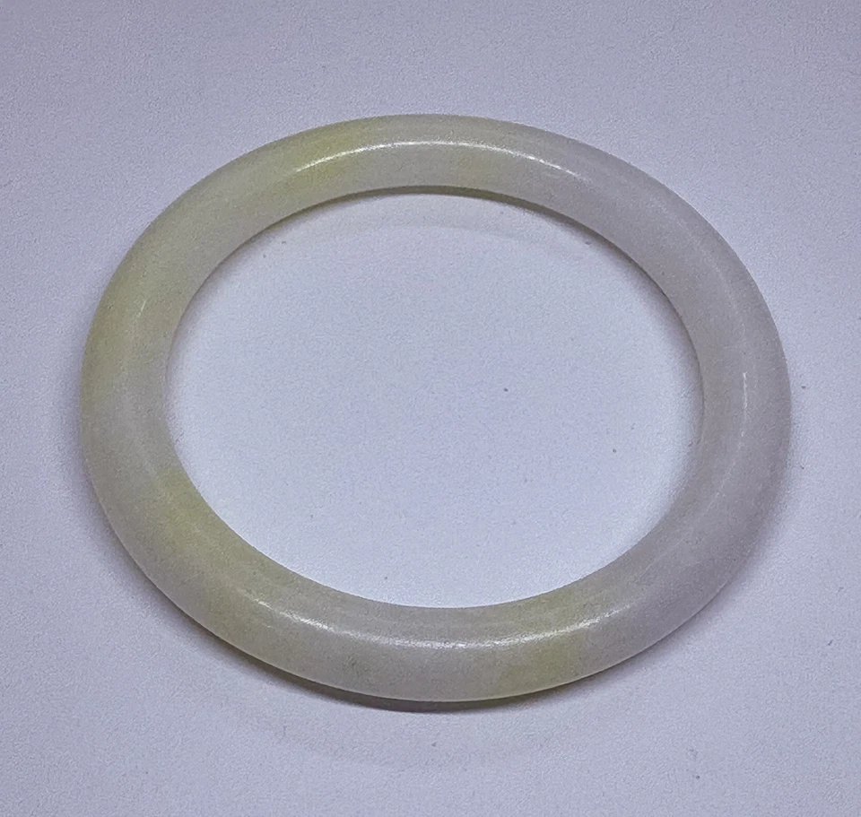 "Brazalete brazalete vintage de jade blanco chino de los años 60 6,5"" redondo 8 mm de grosor decoración 22" Foto 2 de 4