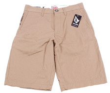Volcom Youth Boy's 16 Khaki Freakin Artwork Shorts 28 Inch Waist Cotton Blend