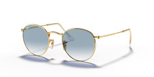 Ray-Ban Round Flat Lenses Polished Gold/Light Blue Gradient 53 mm Sunglasses