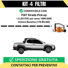 Kit 4 Filtri Tagliando per FIAT Strada Pick-up 1.2 54 kw Benzina 1999-2006