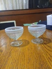 2 Vtg Anchor Hocking Moonstone Hobnail Opalescent Sherbet Dessert Cups
