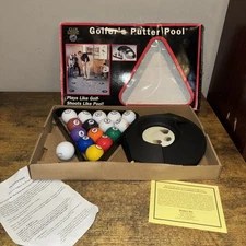Club Champ Golfer's Putter Pool, all 16 original balls, 6 cups, rack and box