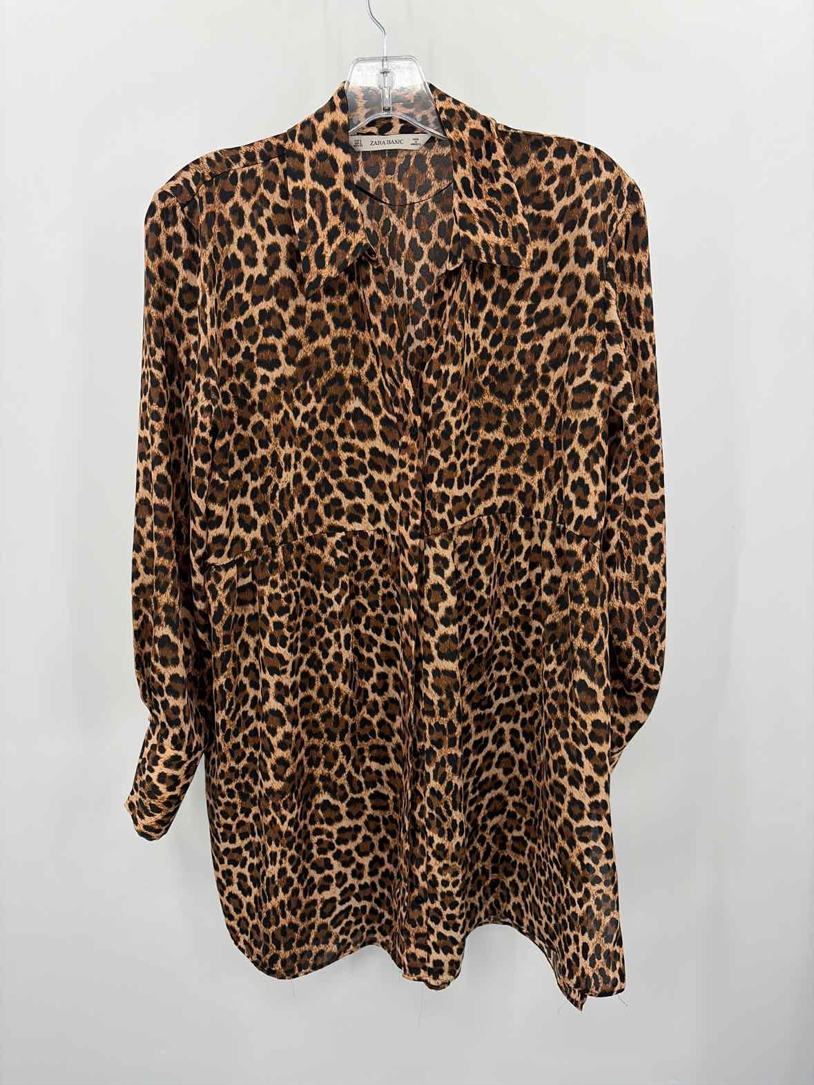 Zara Basic Brown Size Small Leopard Shift Knee Le… - image 1