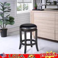 24in Swivel Counter Stool Leather Bar Stool High Density Foam 360 Degree Swivel