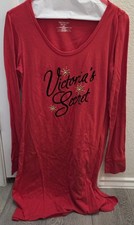 Victoria's Secret Long Sleeve Cotton Red Sleepshirt Sparkly Logo M